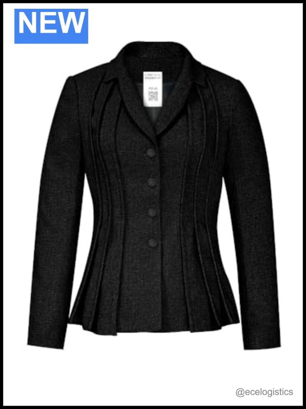 Women's Boucle Pleated Jacket Long Sleeve Button Closure